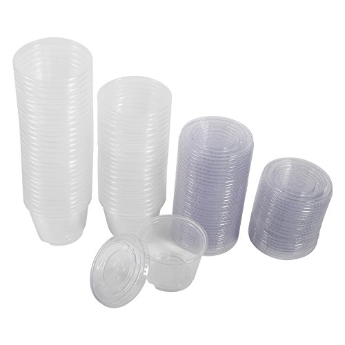 50pcs Clear Disposable Plastic Sauce Cups with Lids - 3oz Mini Condiment Containers for Takeout, BBQ, Parties & Food Storage | BPA-Free & Leak-Proof