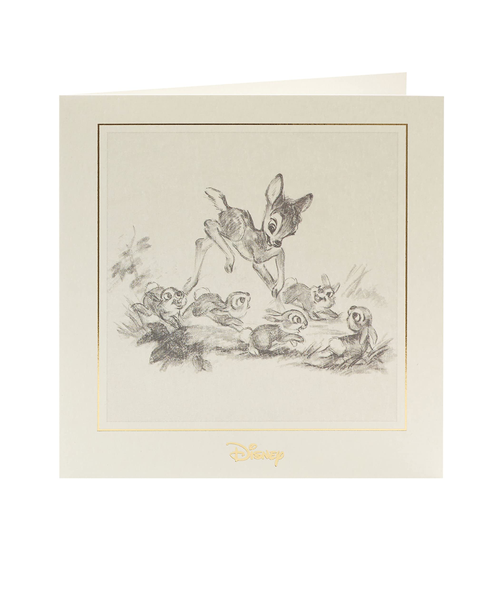 Disney Bambi Birthday Card - Blank Greeting Card for Her - UK Greetings Original Sketch Design | Perfect for Birthday Wishes, Gift Enclosures & Special Occasions