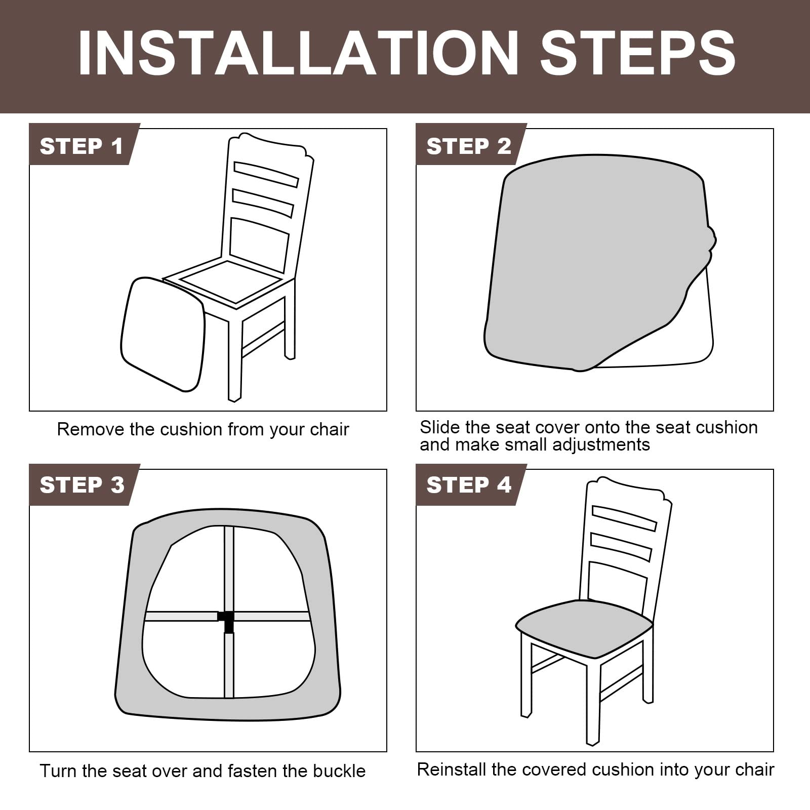 Genina Waterproof Stretch Dining Chair Covers - 4 Pack Taupe Slipcovers for Kitchen, Restaurant & Hotel Use | Spill-Proof Seat Protectors for Everyday Dining & Entertaining