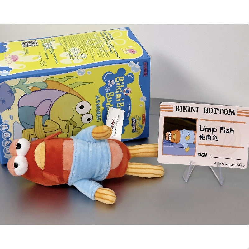 SpongeBob Bikini Bottom Buddies Plush Toy - Limp Fish Character | Soft & Cuddly Collectible for Kids & Fans | Perfect for Gifts, Bedroom Decor & TV Show Merchandise