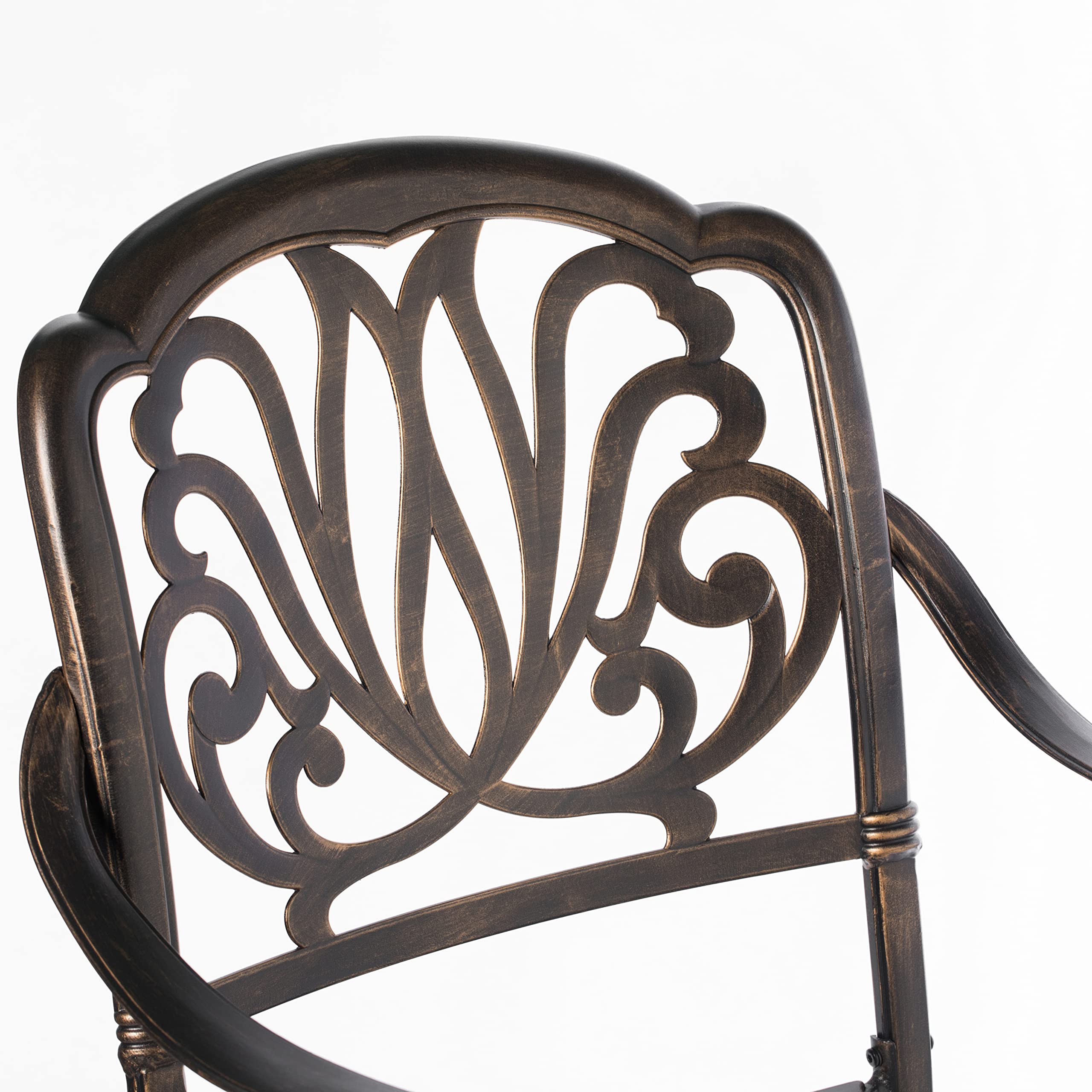 Gardenised Patio Bistro Chairs Set of 2 - Indoor Outdoor Dining Chairs with Armrests, Bronze Cast Aluminum - Perfect for Backyard, Garden, Balcony & Restaurant Seating