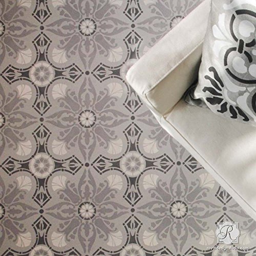 Classic Spanish Tile Stencil - Large Reusable Tile Stencils for DIY Painting - Kitchen Backsplash, Bathroom Floor & Wall Decor - Perfect for Home Renovation & Mediterranean Style Interior Design