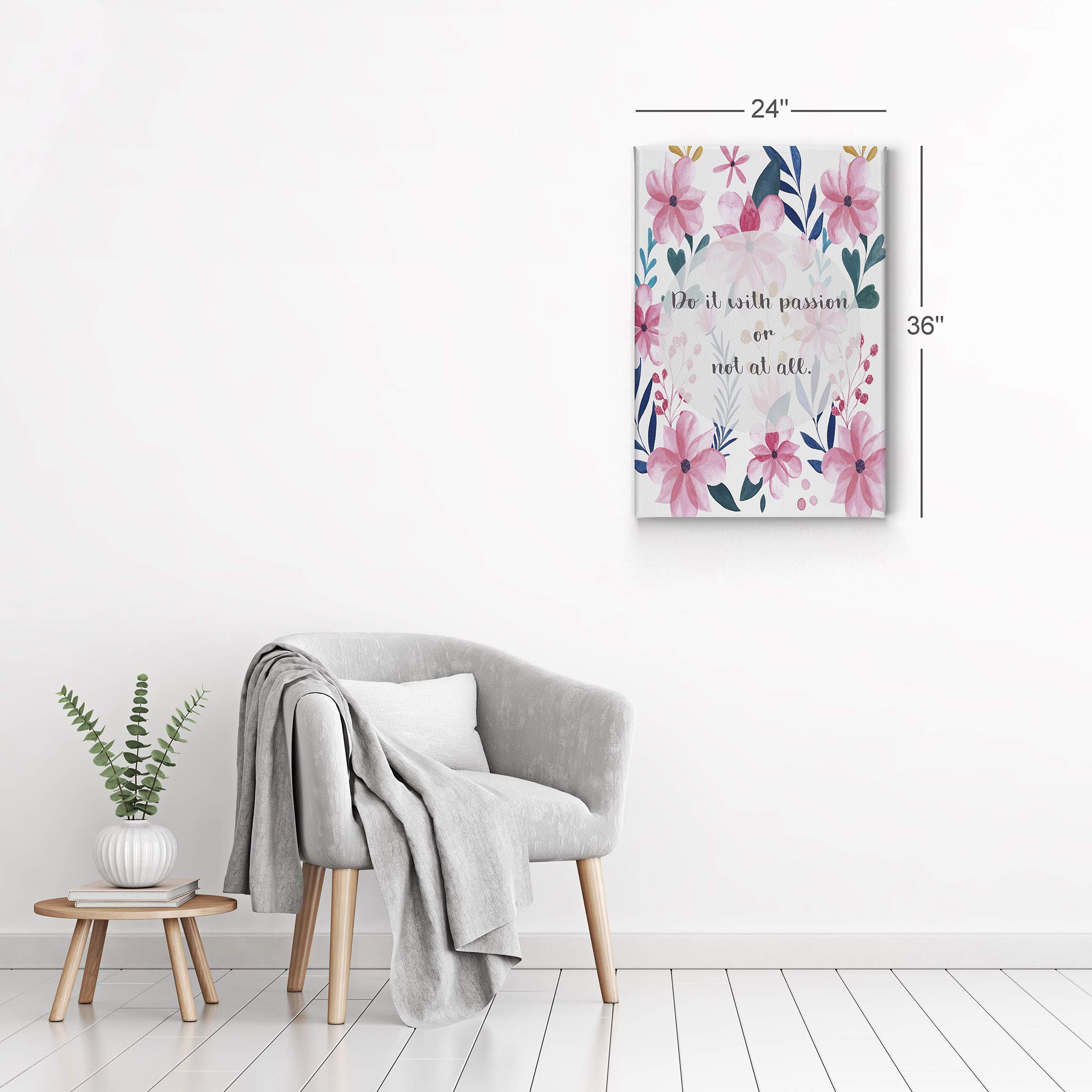 Smile Art Design 'Do It With Passion Or Not At All' Motivational Canvas Wall Art Print - Inspirational Home & Office Decor - Ready to Hang 22x15 Inches - Made in USA | Perfect for Living Room, Bedroom & Workspace Motivation