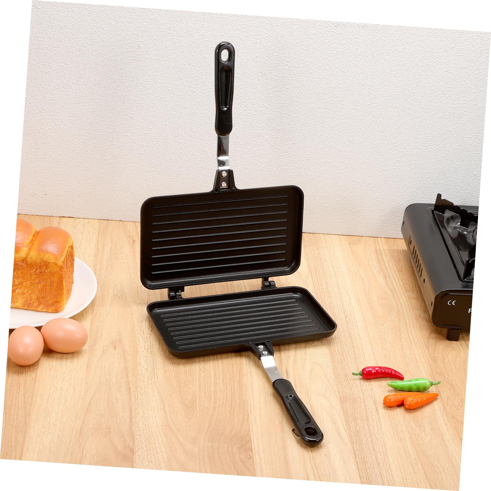 Non-Stick Double-Sided Sandwich & Pancake Grill Pan - Breakfast Skillet, BBQ Maker & Electric Clamshell Snack Cooker | Perfect for Home Kitchen, Camping & Quick Meals
