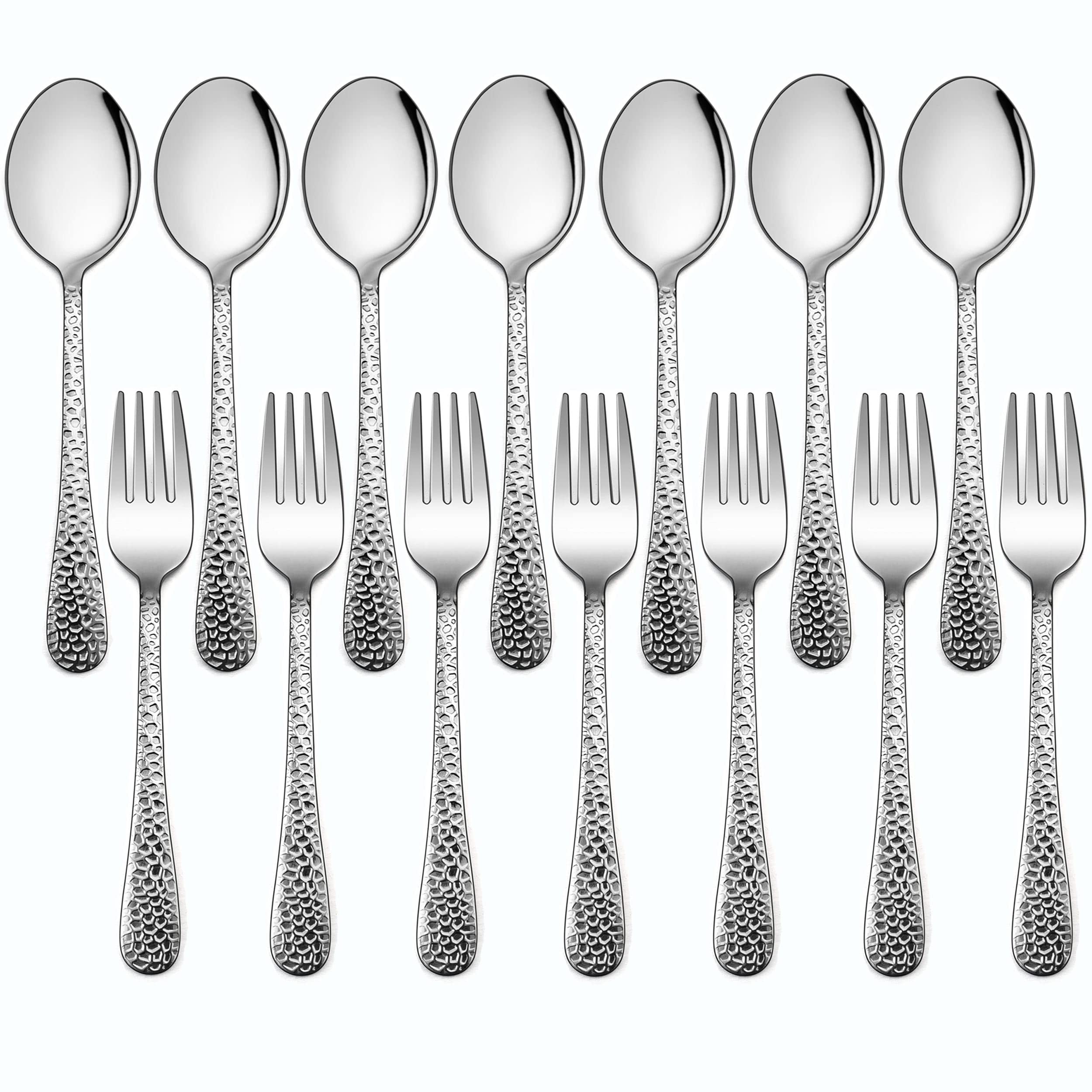 14-Piece Kids Silverware Set - Stainless Steel Toddler Utensils with 7 Spoons & 7 Forks | Dishwasher Safe Preschool Cutlery for Home, School & Travel