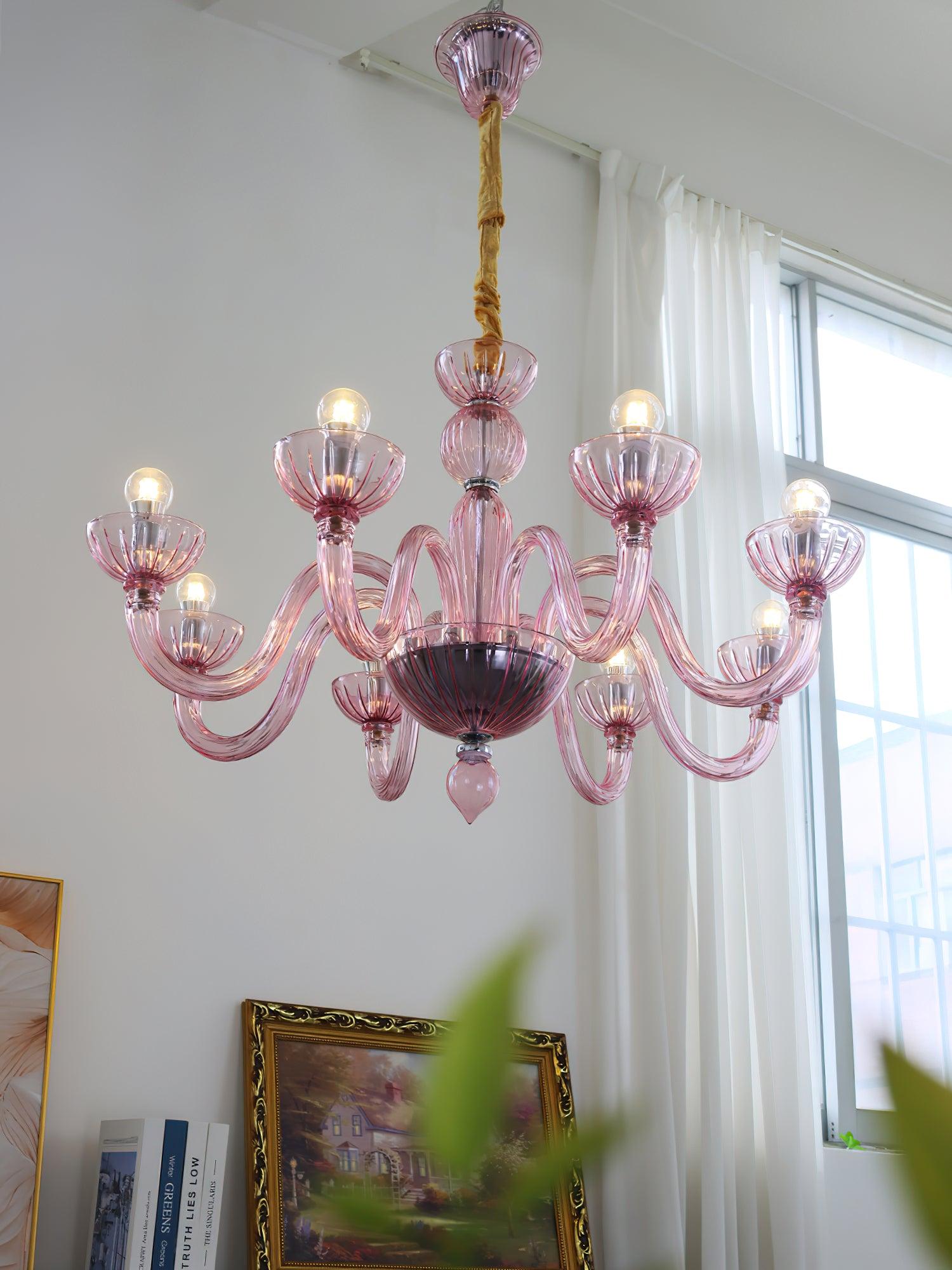 Elegant Ares Murano Glass Chandelier - Handcrafted Italian Crystal Lighting Fixture for Dining Room, Living Room & Bedroom Decor