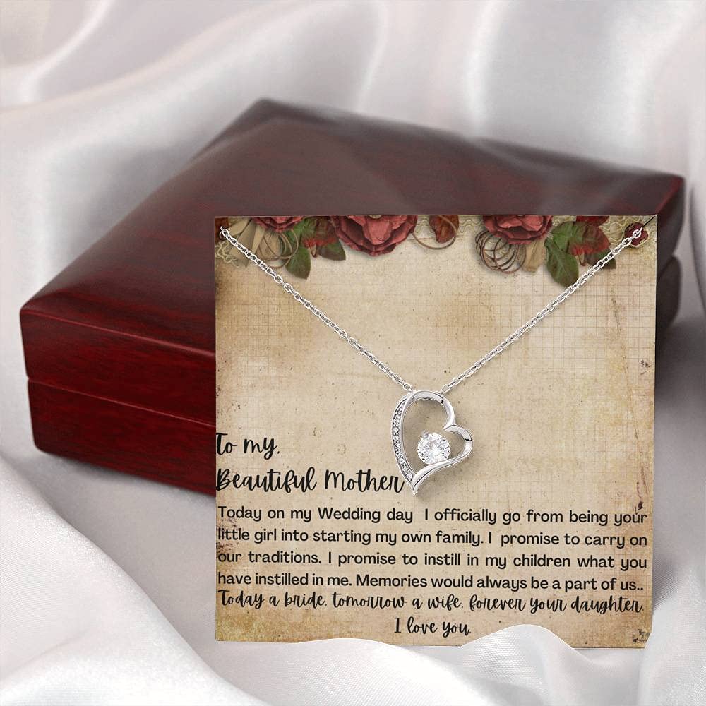 Elegant Mother of the Bride Necklace Gift Set - Thoughtful Present from Daughter or Bride with Keepsake Letter Box - Perfect for Weddings, Anniversaries & Special Occasions