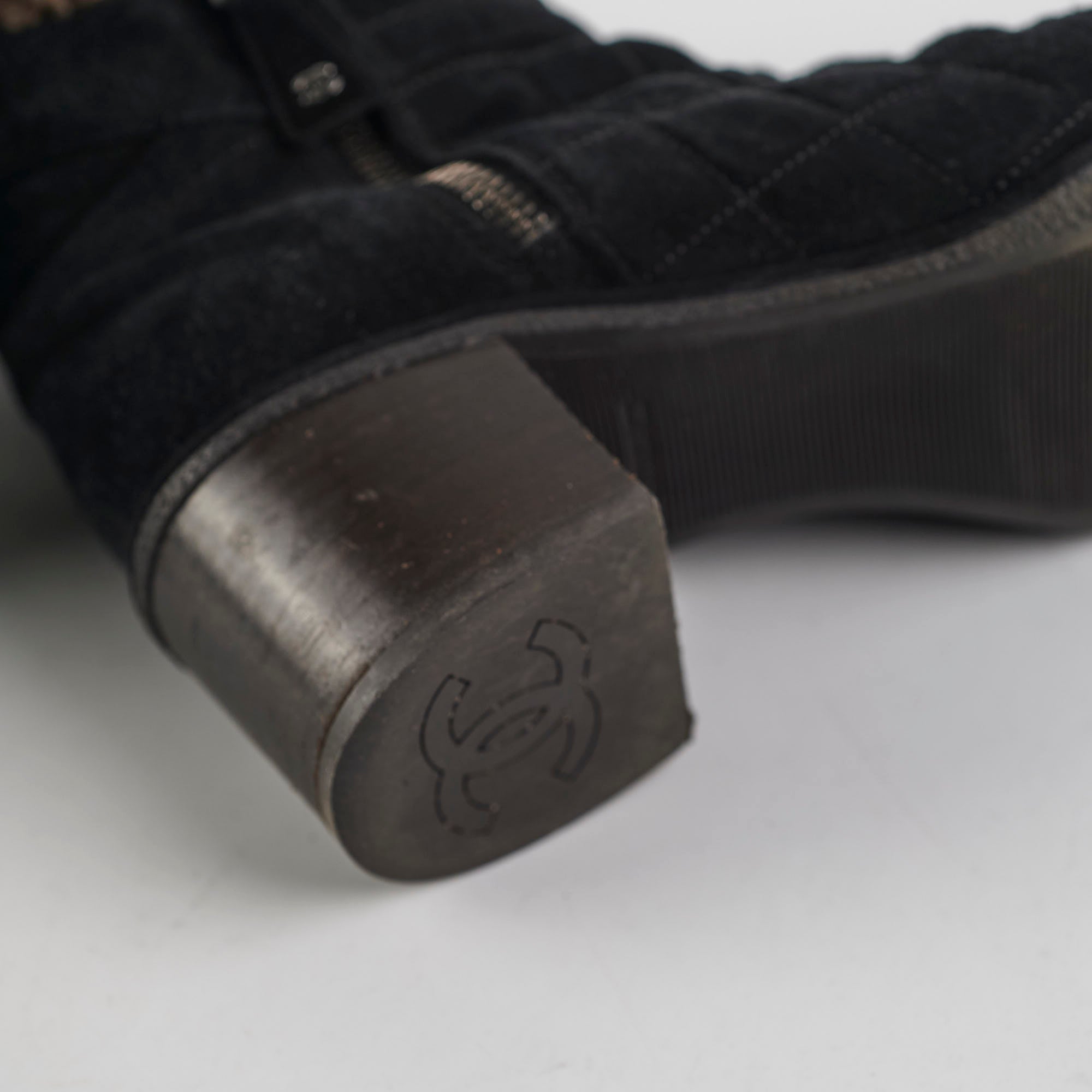 Chanel Black Suede Ankle Boots Women's Size 35.5 - Stylish & Comfortable for Fall/Winter Fashion, Office Wear & Night Out