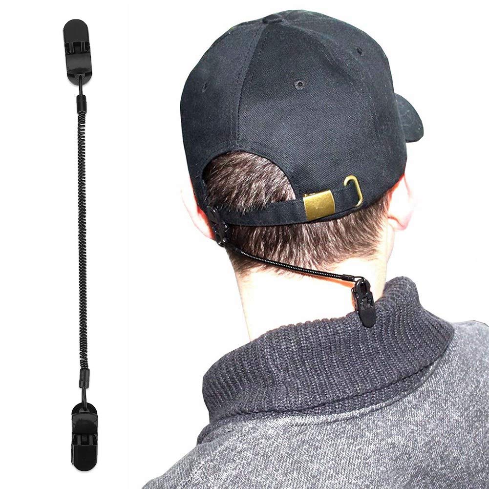3PCS Pwshymi Cap Retainer Clips - Coiled Cord Hat Strap for Baseball Caps & Boating - Flexible Hat Clips to Secure Hats While Running, Fishing, Hiking & Outdoor Activities