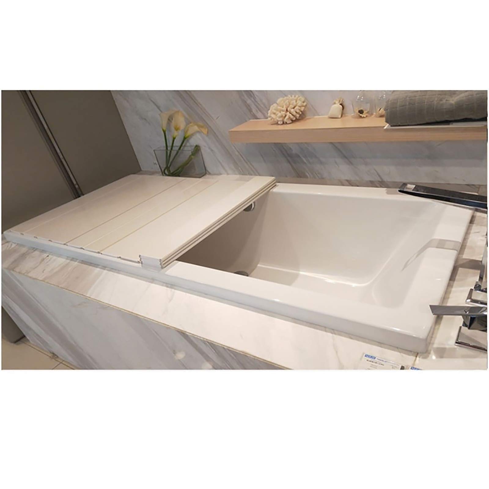 Foldable PVC Bathtub Tray with Anti-Dust Cover - Waterproof Bath Caddy for Phone, Books & Bath Essentials (142×75×0.6cm) - Perfect for Relaxing Baths, Spa Days & Home Storage Solutions