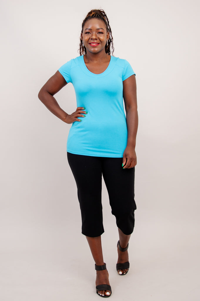 Brenda Tee - Soft Bamboo Fabric Women's T-Shirt in Turquoise | Eco-Friendly Casual Wear for Summer & Travel | Final Sale