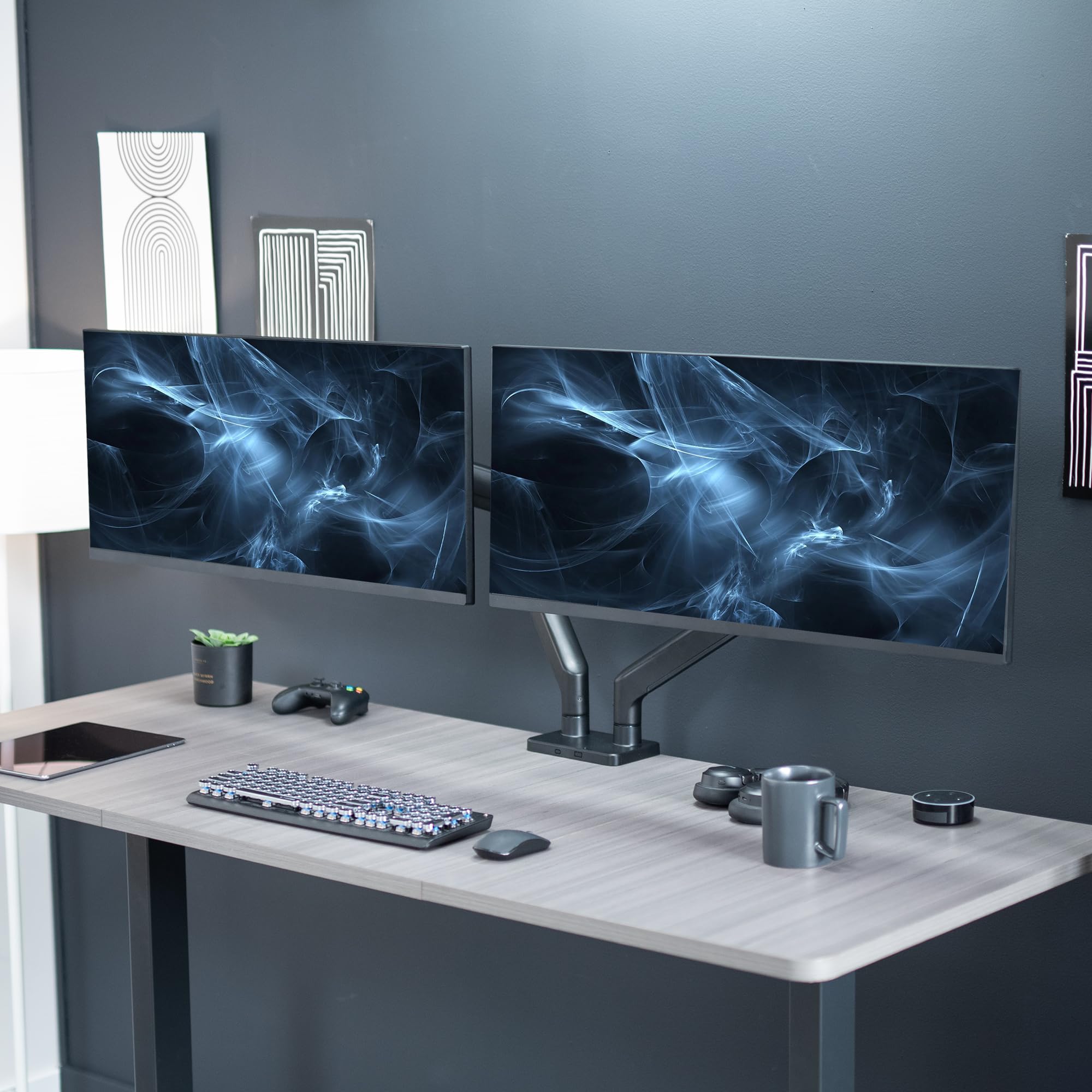 VIVO Heavy Duty Dual Ultra-Wide Monitor Mount Stand for 45 inch Screens up to 44 lbs per Arm - Premium Desk Mount for 2 Ultrawide Monitors, Black (STAND-V200E) - Perfect for Gaming Setup, Home Office, and Multi-Screen Workstations