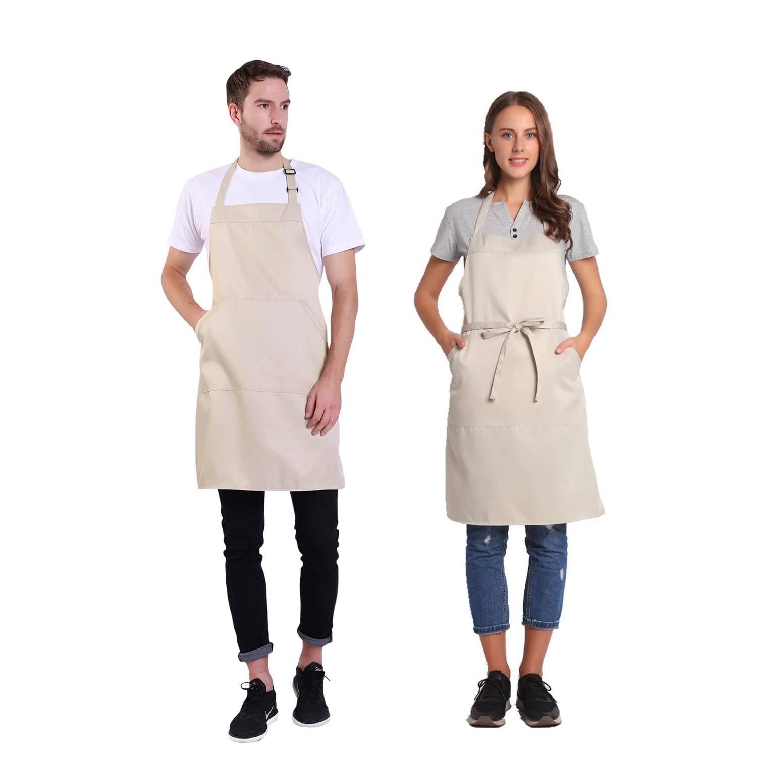 Adjustable Chef Bib Apron for Women & Men - 18 Color Options - Long Ties Kitchen Cooking Apron - Perfect for BBQ, Baking, Grilling & Restaurant Work