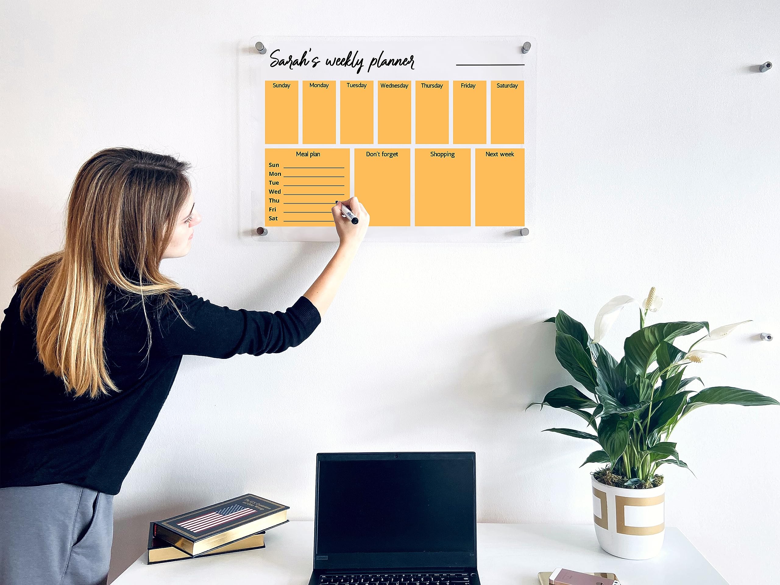 Personalized Acrylic Family Planner Wall Calendar 2025 - Dry Erase Monthly & Weekly Transparent Calendar for Home, Office & School Organization - Perfect for Kitchen, Fridge & Family Planning