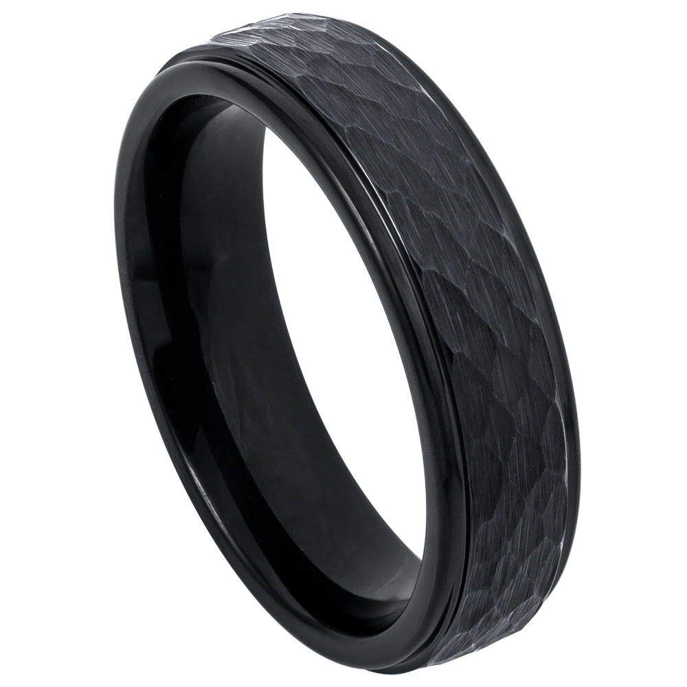 Personalized Tungsten Wedding Ring - Laser Engraved Black IP Band for Men & Women - Perfect for Engagement & Anniversary Gifts