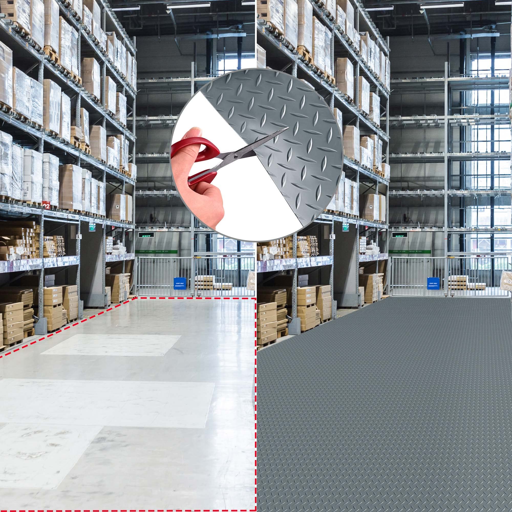 Yescom Heavy Duty PVC Garage Floor Mat Roll - 19.5x6.5 Ft Diamond Pattern Car Parking Mat for Garage, Warehouse, Gym & Basement - Protects Floors from Oil, Dirt & Moisture - Ideal for Vehicle Parking, Workout Areas & Storage Spaces