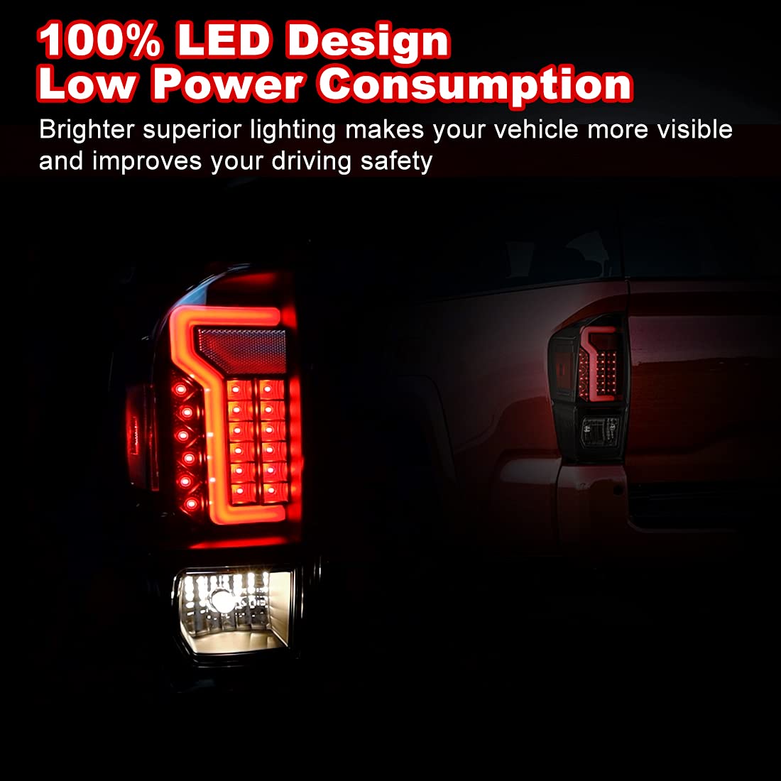 Nixon Offroad LED Tail Lights Assembly for 2016-2022 Toyota Tacoma - Smoke Lens Replacement with LED Turn Signal, Brake & Running Lights (Driver & Passenger Side) | Durable Off-Road Lighting for Night Driving & Adventure