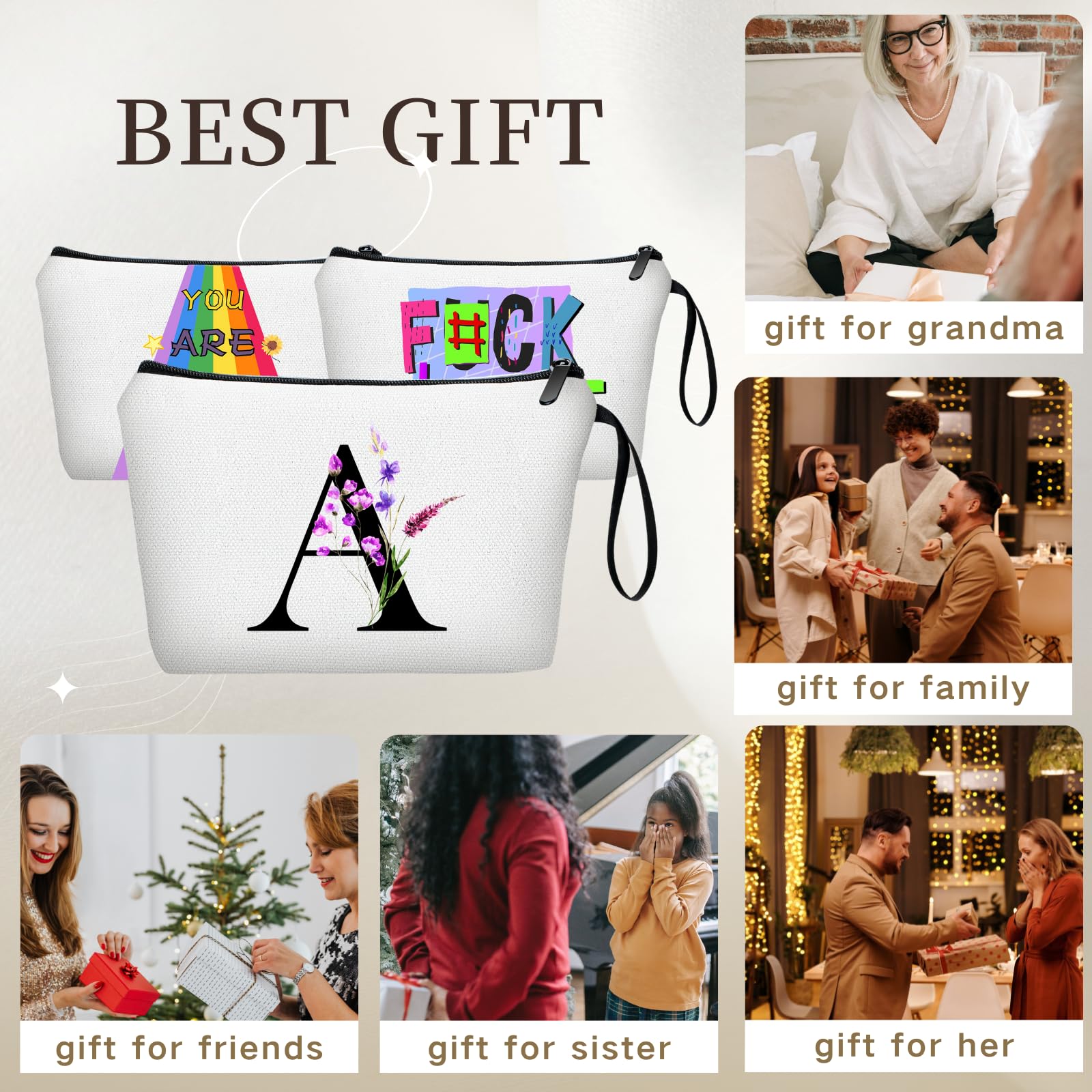 SEAMOON Personalized Travel Makeup Bag with Mirror - Unique Bridesmaid, Sister & Best Friend Gift for Birthday, Wedding, Valentine's Day, Mother's Day, Christmas & Graduation - Perfect Cosmetic Organizer for Travel, Bridal Shower & Special Occasions