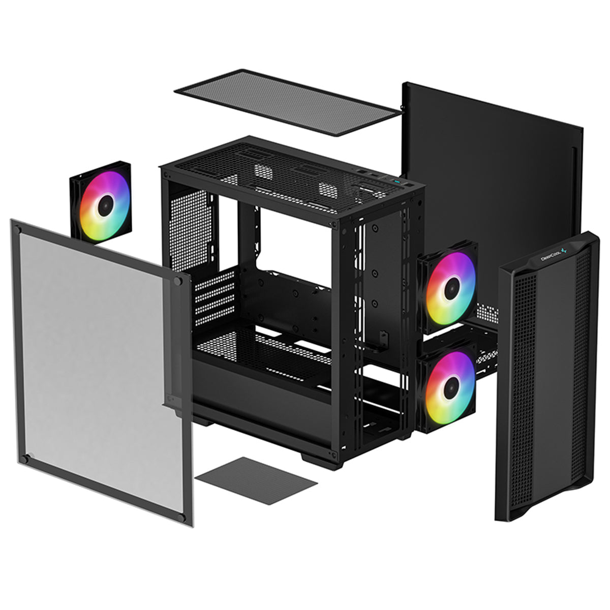 Deepcool CC360 ARGB Mid Tower PC Case - High Airflow Tempered Glass Gaming Computer Case with 4 Pre-Installed RGB Fans for Custom Builds, Home Office & Gaming Setup