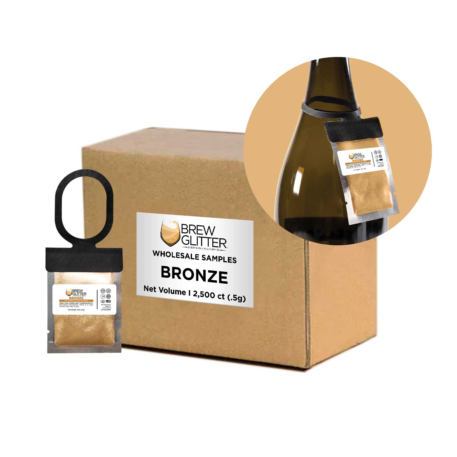 Bronze Brew Glitter® Necker Scarf - Bulk Wholesale for Women & Men | Perfect for Festivals, Parties, and Fashion Accessories