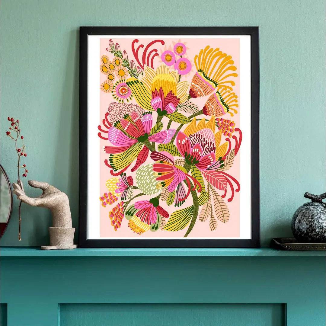 Wild Proteas Modern Wall Art Print - Vibrant Floral Decor for Living Room, Bedroom & Office | Premium Canvas Painting for Home & Office Decor