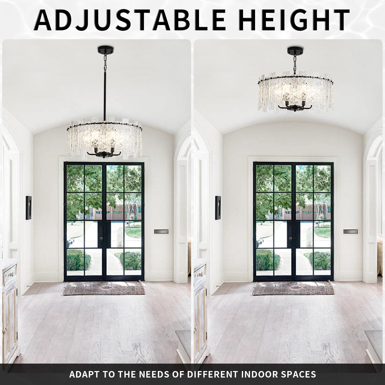 Modern Crystal Chandelier - 6-Light Luxury Water Ripple Glass Round Ceiling Light Fixture for Dining Room, Living Room, Bedroom & Kitchen Island | Elegant Home Lighting Decor for Weddings, Restaurants & Luxury Interiors