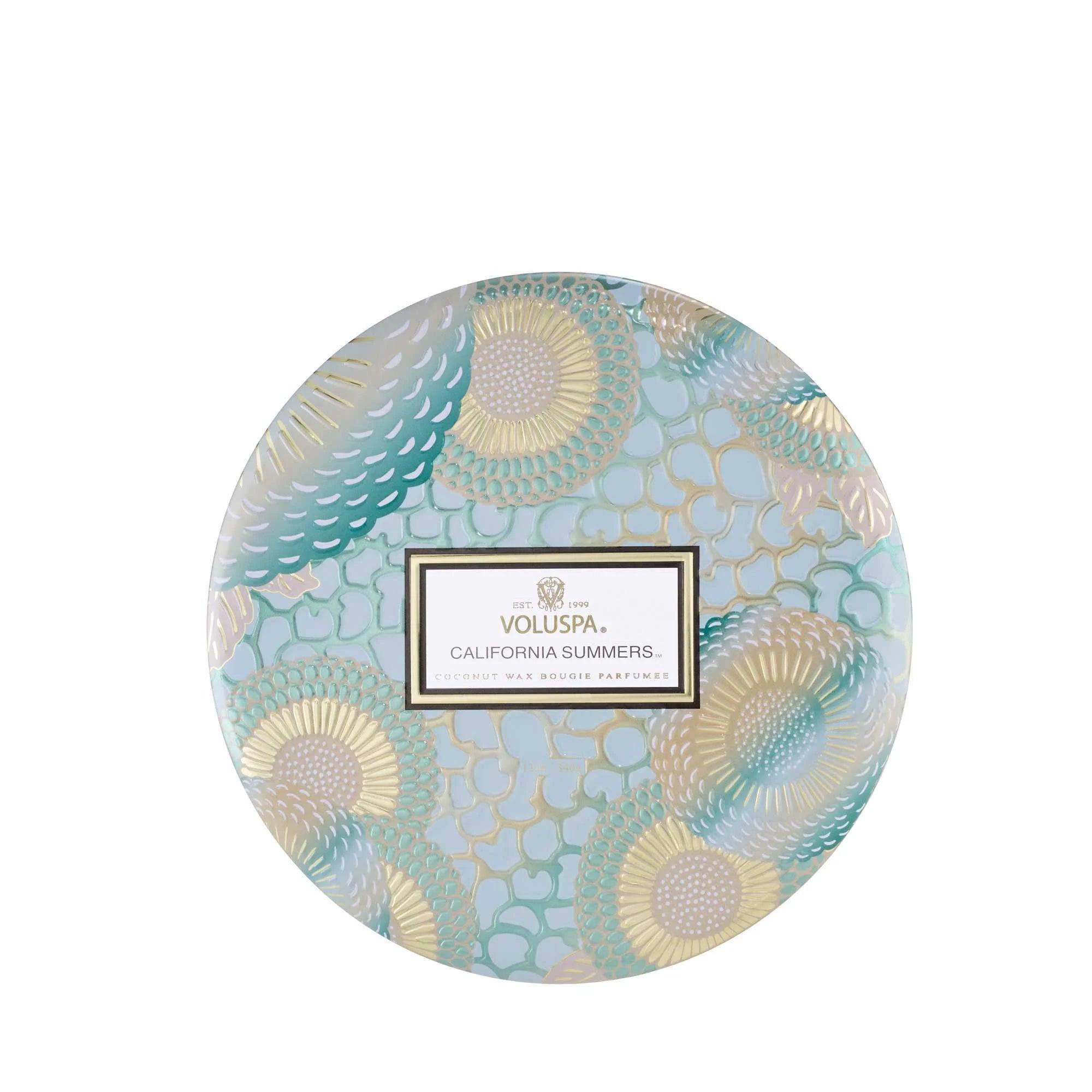California Summers 3-Wick Tin Candle - Scented Soy Wax Candle for Home, Relaxation & Aromatherapy - Perfect for Living Room, Bedroom & Bathroom Decor