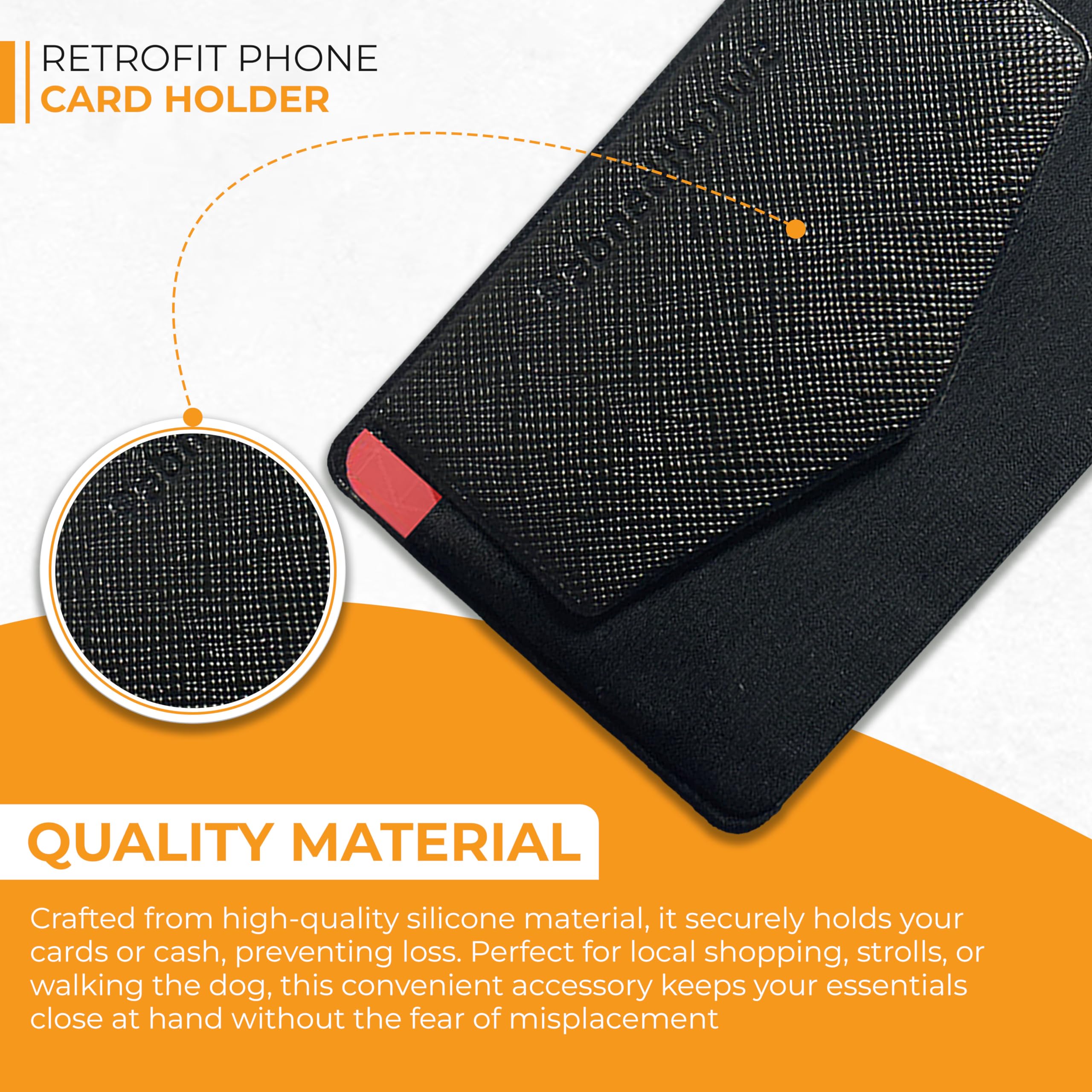 Phone Wallet Card Holder - Stick-on for iPhone & Smartphones, Secure Flap for Credit/ID Cards - Perfect for Travel & Daily Use