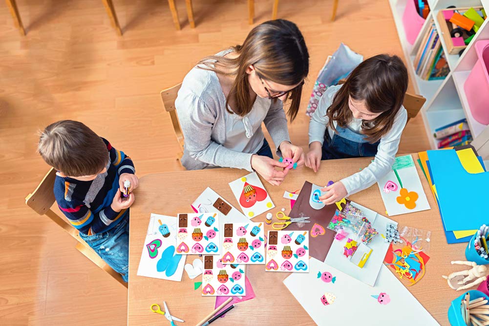 WaaHome 207pcs Valentine's Day Stickers for Kids - Smile Face, Heart, Ice Cream & Cupcake Stickers Bulk Pack | Perfect for Classroom Crafts, Party Favors, Scrapbooking & DIY Projects