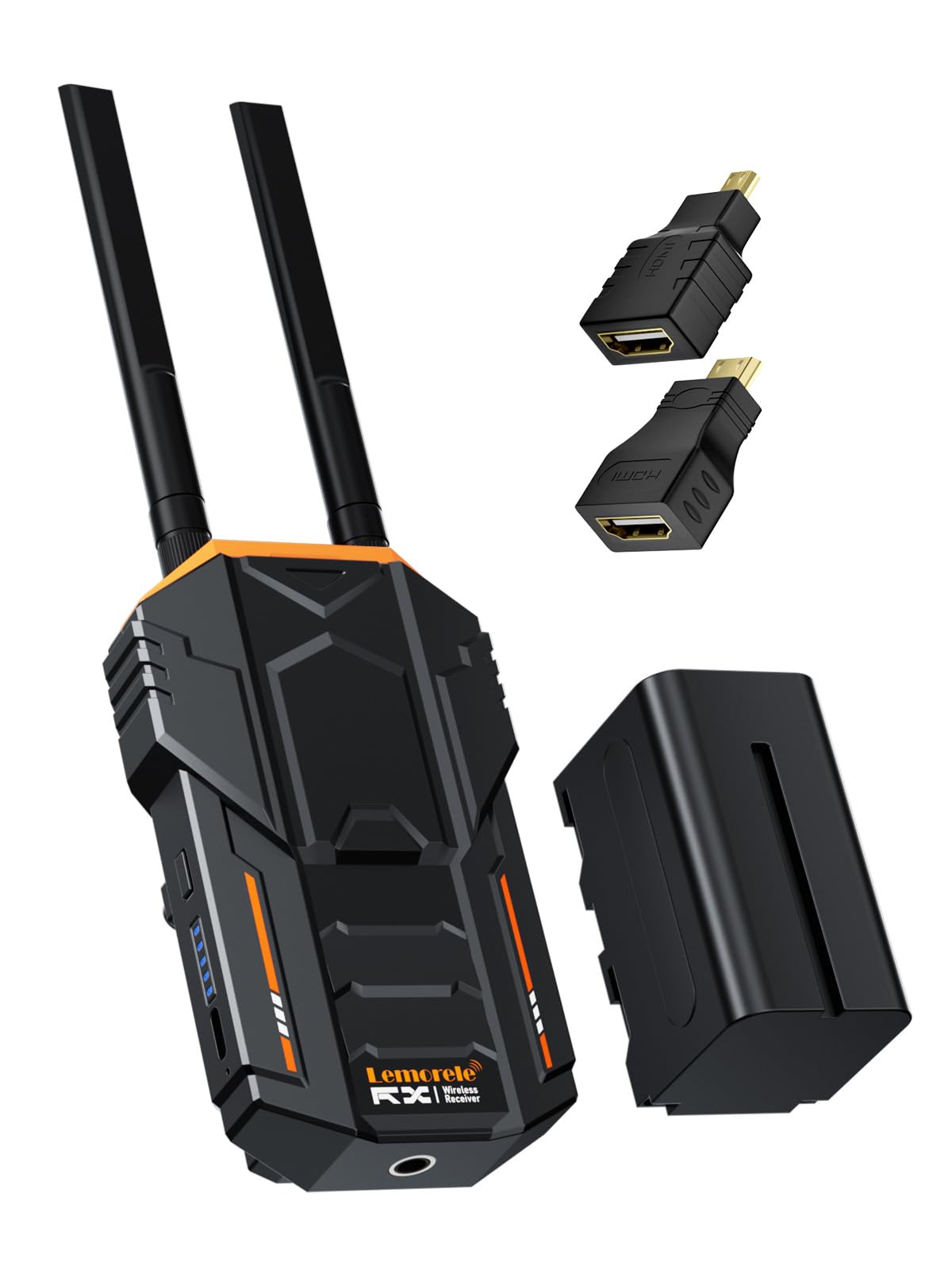 Lemorele Wireless HDMI Video Transmitter and Receiver System with Loopout, 4400mAh Battery - Perfect for Photography, Videography, and Cinematography - Ideal for Live Streaming, Film Production, and Remote Monitoring