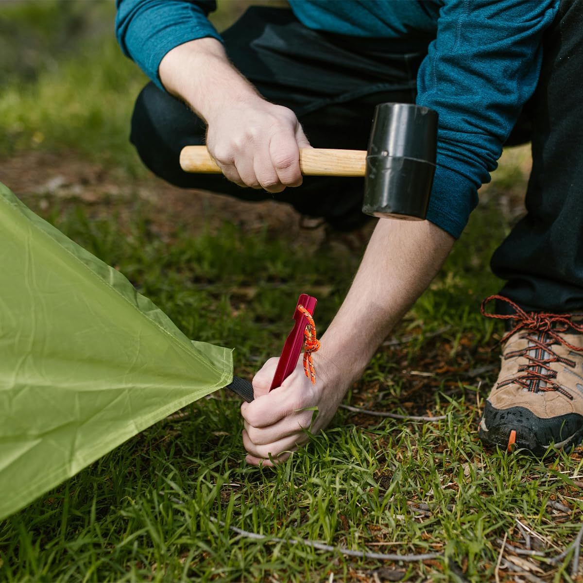 12 Pack 7-inch Ultralight Aluminum Tent Stakes with Reflective Pull Ropes - Tri-Beam Design for Secure Anchoring - Includes Convenient Carrying Bag - Perfect for Camping, Backpacking, Hiking, Hammocks & Canopy (Red) - Ideal for Outdoor Adventures, Beach Trips & Backyard Setups