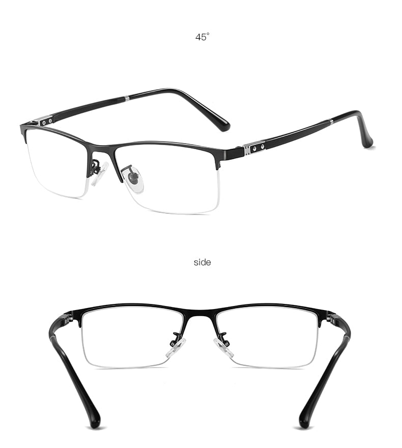 Aidien Men's Custom Lens Semi-Rimless Alloy Frame Eyeglasses AR5055 - Lightweight & Durable Glasses for Work, Reading & Everyday Use