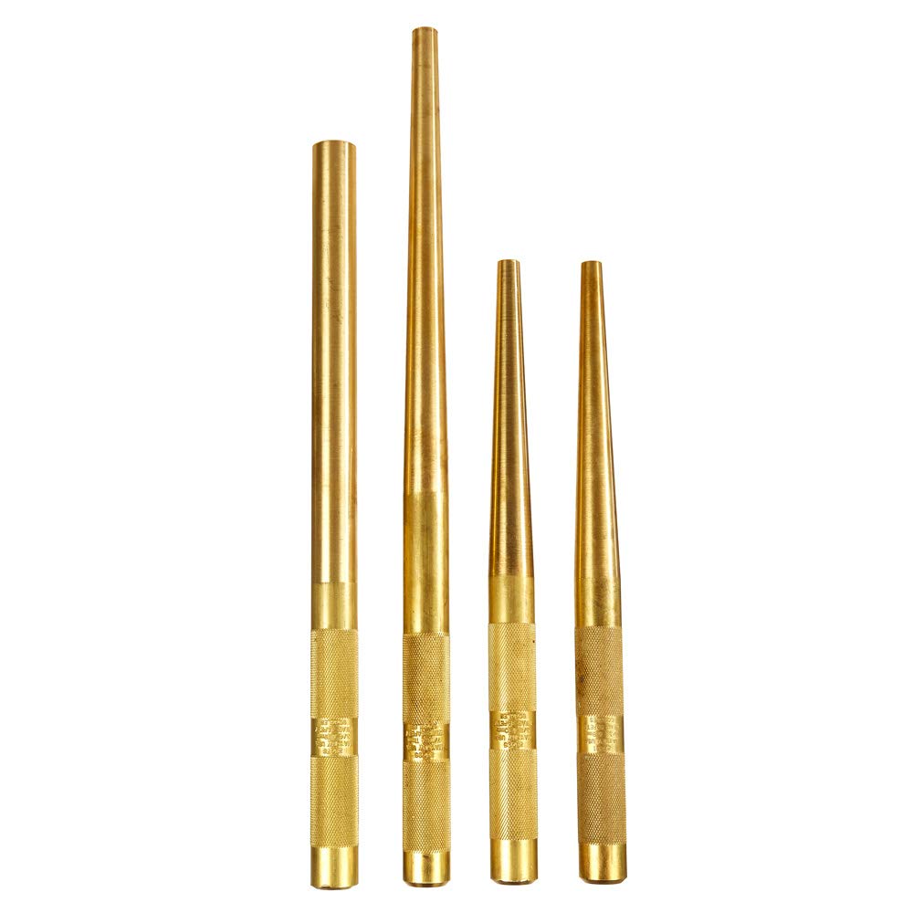 Mayhew Tools 61363 X-Long Brass Punch Set - 4-Piece Multi-Size Punch Kit for Metalworking & Woodworking | Perfect for Automotive Repair, DIY Projects & Professional Use