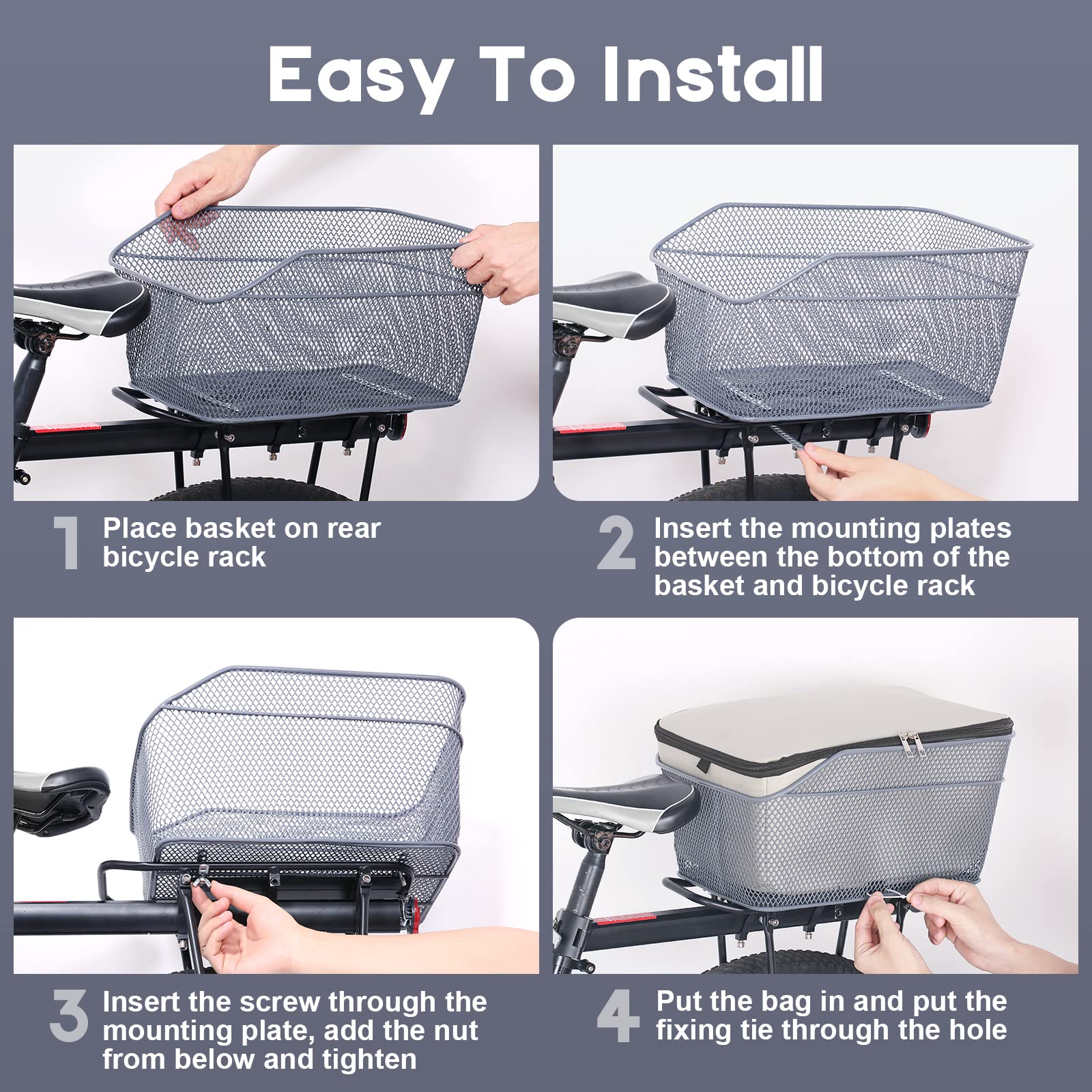 Lixada 20L Universal Rear Bike Basket - Water Resistant Metal Bicycle Cargo Basket for Rear Rack | Perfect for Commuting, Grocery Shopping & Outdoor Adventures