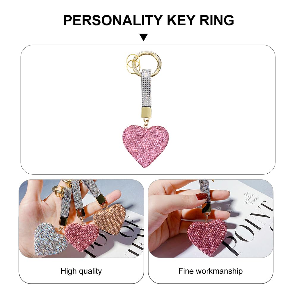 VALICLUD Rhinestone Sparkly Heart Keychain - Shiny Bag Charm Pendant for Women, Handbags, Backpacks & Car Decor - Perfect Gift for Valentine's Day, Birthday & Party Favors