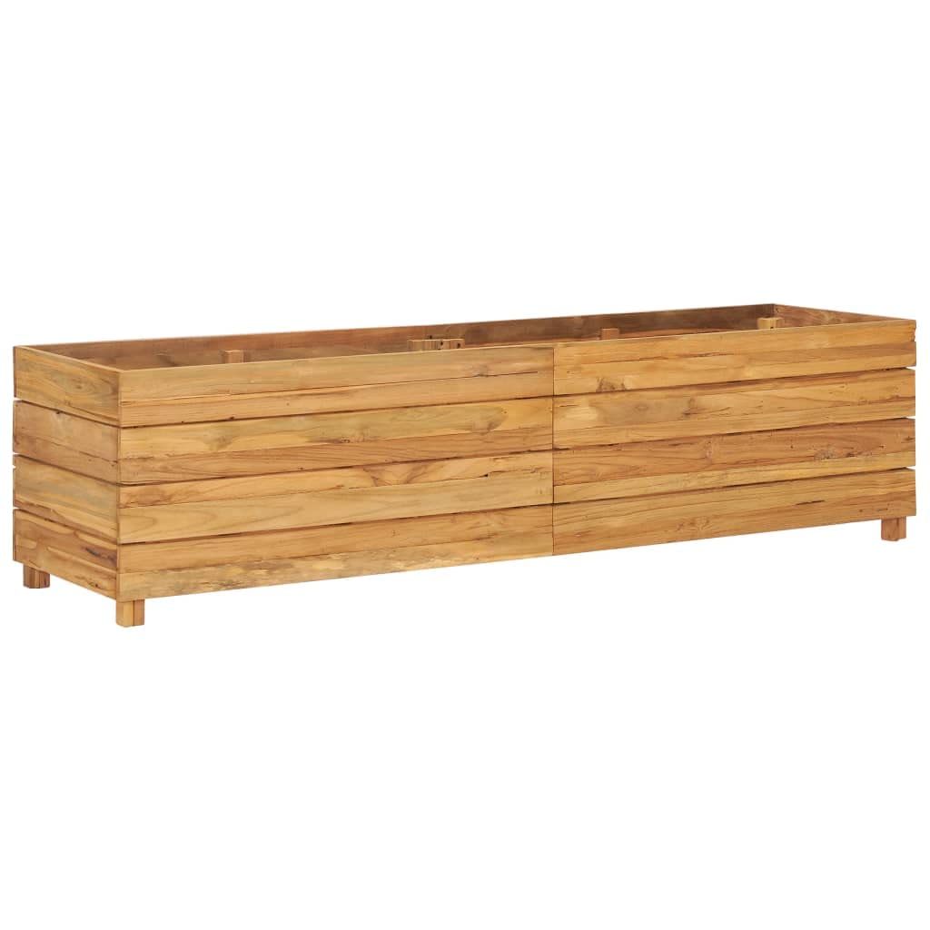 119.6''x15.7''x14.9'' Recycled Teak & Steel Raised Garden Bed - Outdoor Patio Furniture for Backyard, Deck, Lawn - Easy Assembly Gardening Solution for Vegetables, Flowers & Herbs