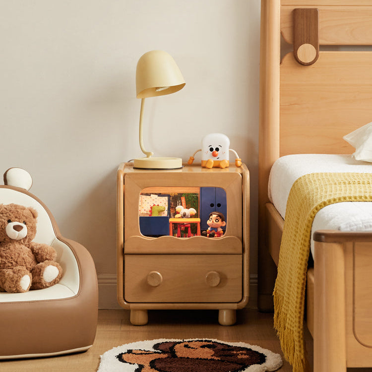 Solid Wood Kids Nightstand - Beech & Poplar - Perfect for Bedroom, Nursery, and Playroom Organization