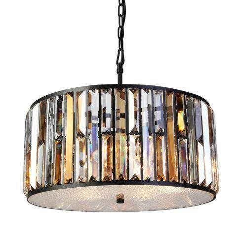 Aniston Pendant Ceiling Light - Amber & Black Crystal Finish Chandelier for Dining Room, Kitchen Island, or Bedroom Lighting