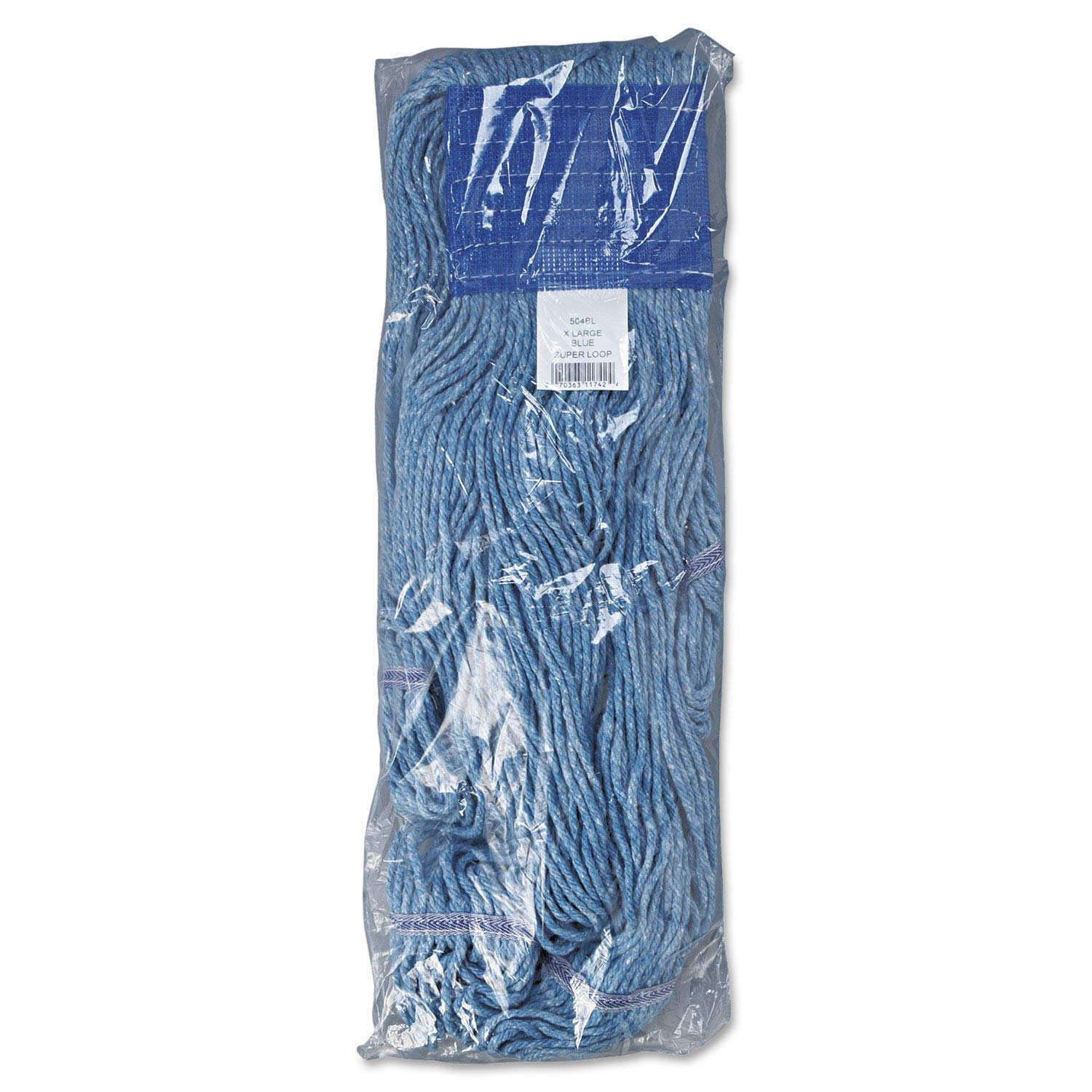 Boardwalk 504BL Super Loop Mop Head - X-Large Blue (12/Carton) | Cotton/Synthetic Blend | Heavy-Duty Commercial & Home Use for Floors, Kitchens, Garages