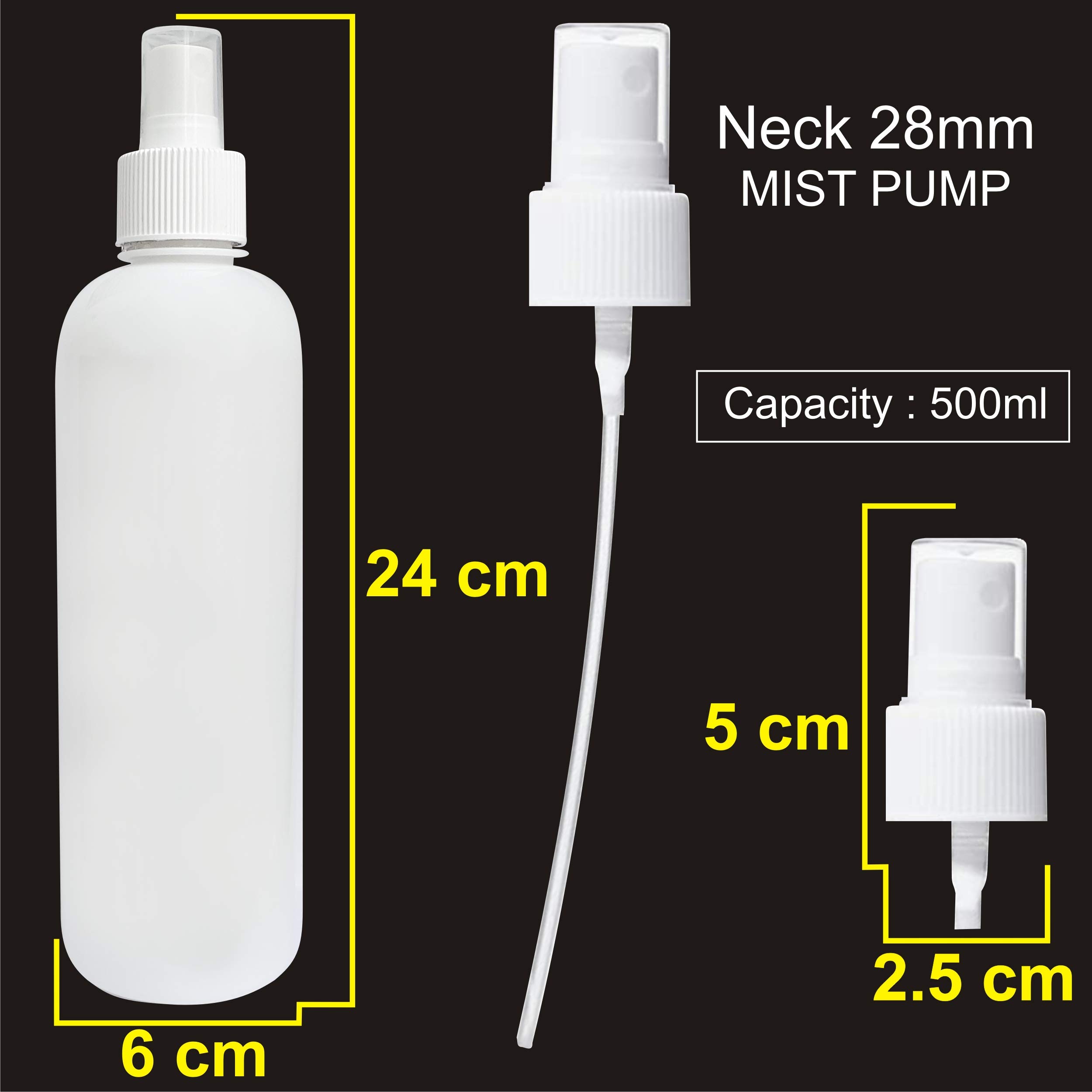 500ml White Empty Pump Dispenser Bottle (Pack of 2) - Cosmetic Container for Shampoo, Lotion, Hair Oil & Sanitizer | Refillable Plastic Pump Bottle for Bathroom, Salon & Travel Essentials