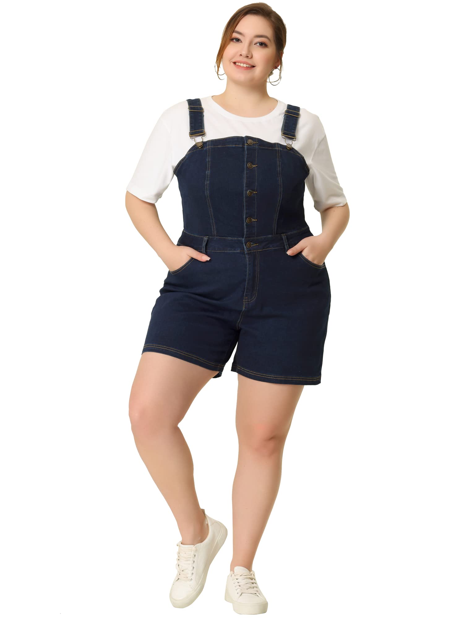 Agnes Orinda Women's Plus Size Denim Overalls - Adjustable Bib Jean Shortalls Jumpsuit | Casual Summer Outfit, Gardening Clothes, Weekend Wear, Street Style Fashion