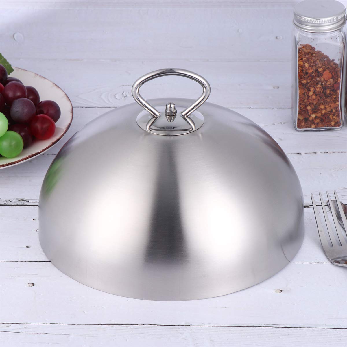 Stainless Steel Food Cover for Kitchen - 26cm Anti-Splash Cooking Dome Lid for Steak, Teppanyaki & Grilling - Perfect for Restaurants & Home Use - Keep Food Warm & Prevent Oil Splatter