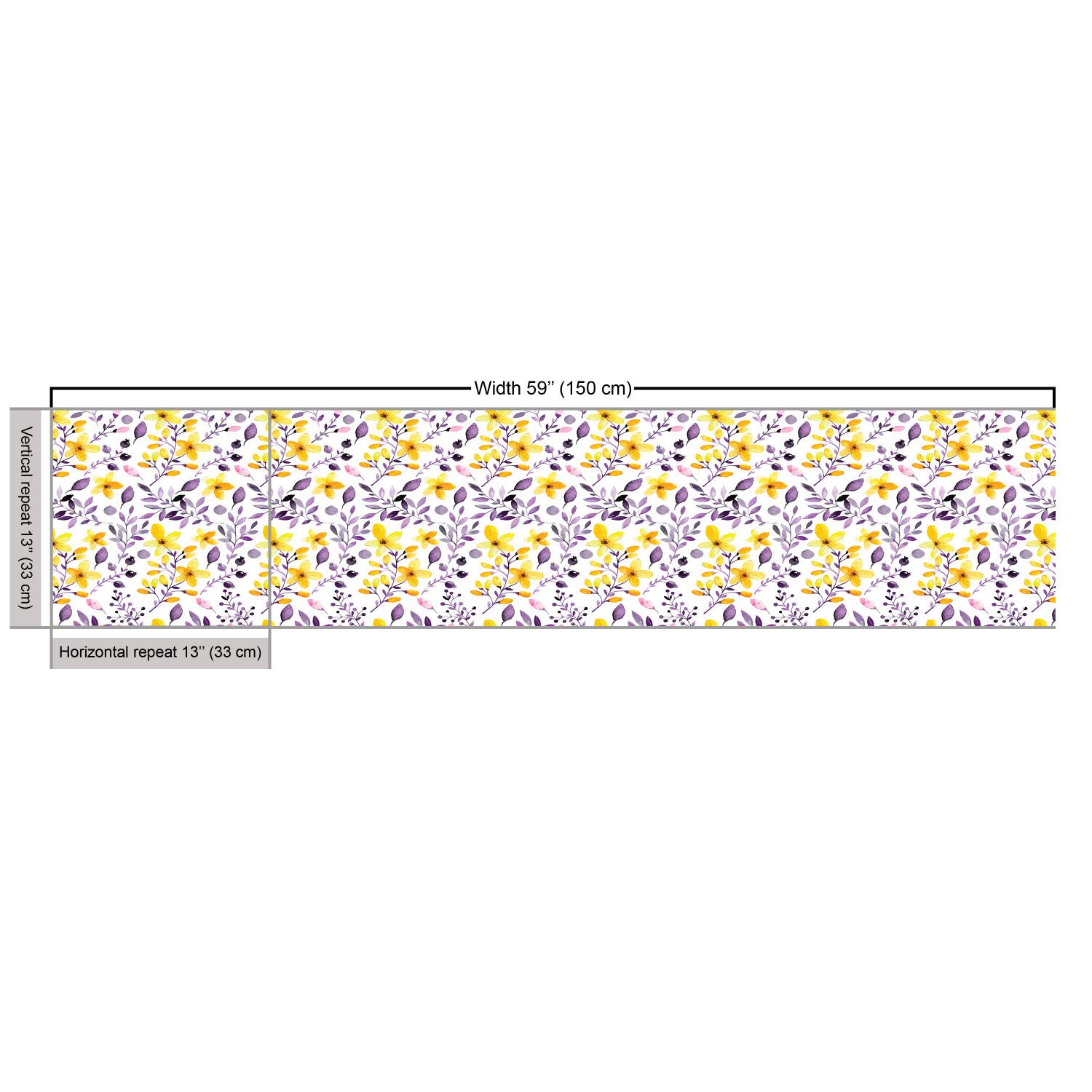 Ambesonne Floral Fabric - Purple Leaves Yellow Flowers - 5 Yards for Upholstery & Home Decor - Summer Decorating Fabric