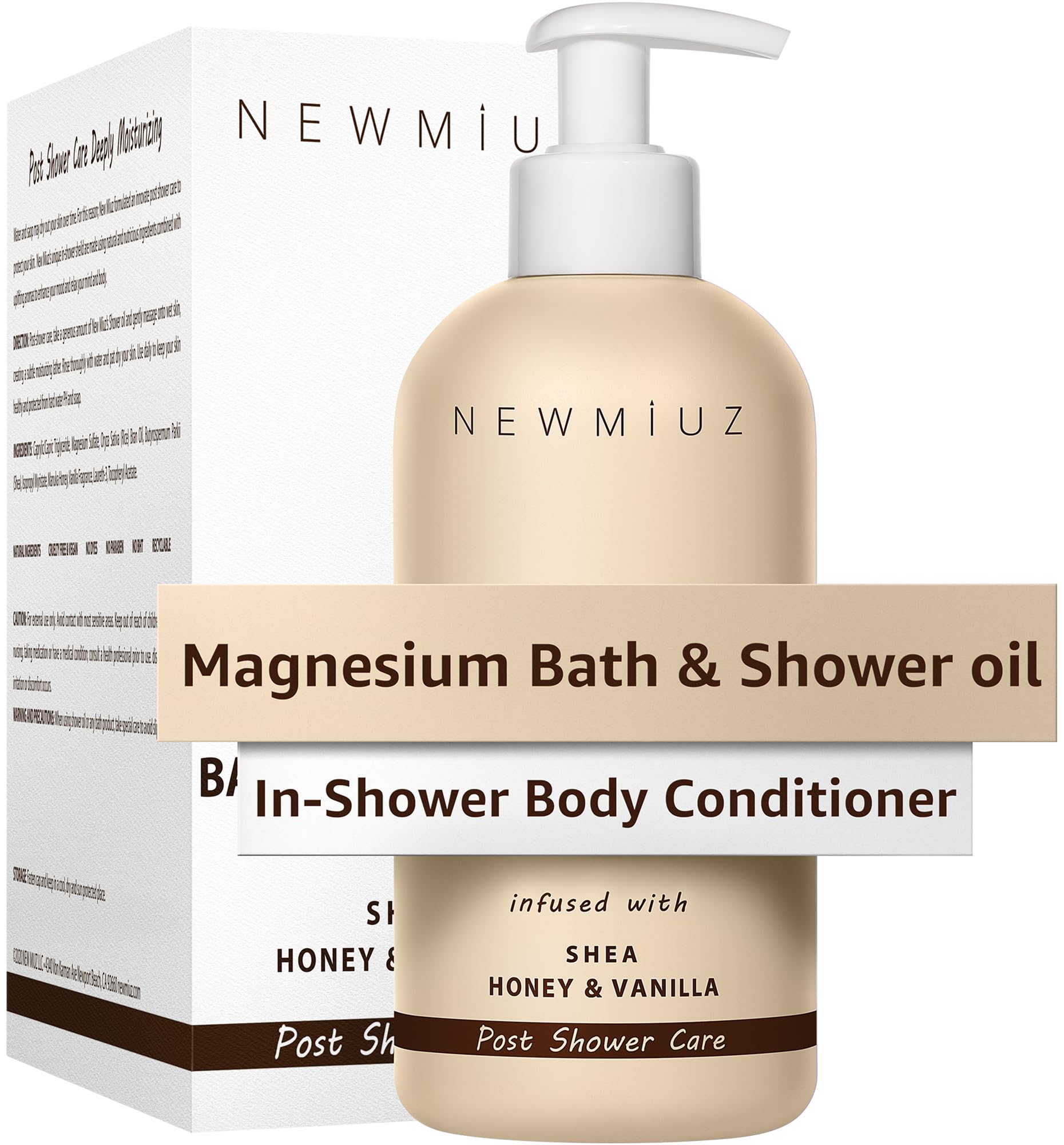 Magnesium InShower Body Conditioner - Soft Skin Moisturizer for Dry Skin with Shea, Honey & Vanilla - Post Shower Care for Body & Legs - Spa Bath Oil for Self Care & Relaxation - Perfect Gift for Dry Skin Relief After Workout or Before Bed
