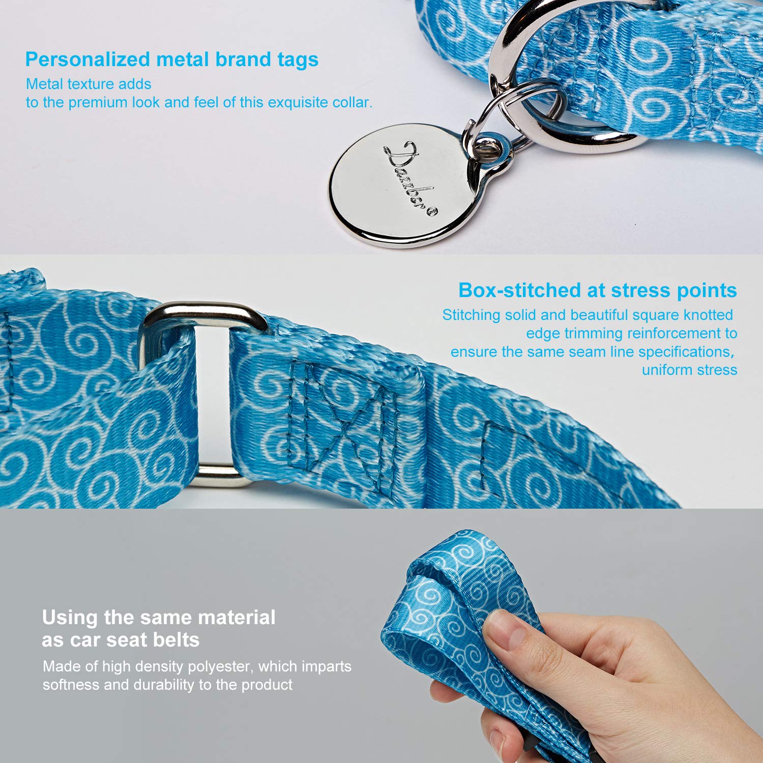 Martingale Dog Collar - Adjustable Safety Training Collar for Small Dogs (8-11 Inch Neck, Sky Blue) | Perfect for Walking, Training & Everyday Use