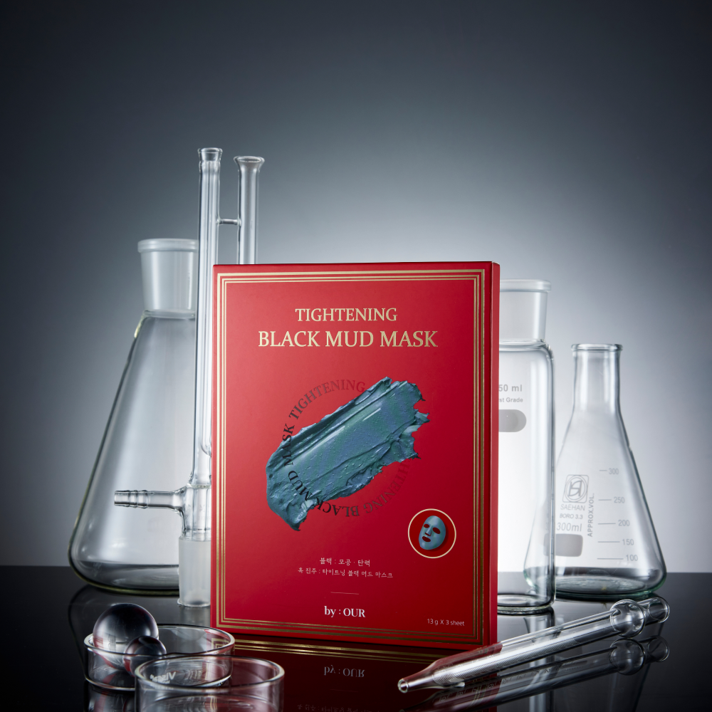 BY_OUR Tightening Black Mud Mask - 1 Box (13g x 3) for Deep Cleansing & Pore Minimizing | Perfect for Detoxifying & Revitalizing Skin at Home Spa Days