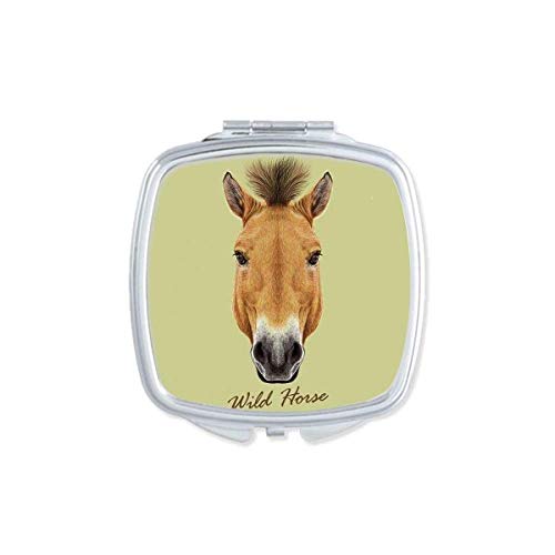 DIYthinker Brown Wild Horse Compact Mirror - Double Sided Portable Pocket Makeup Mirror for Travel, Purse & Handbag (Animal Print Design)