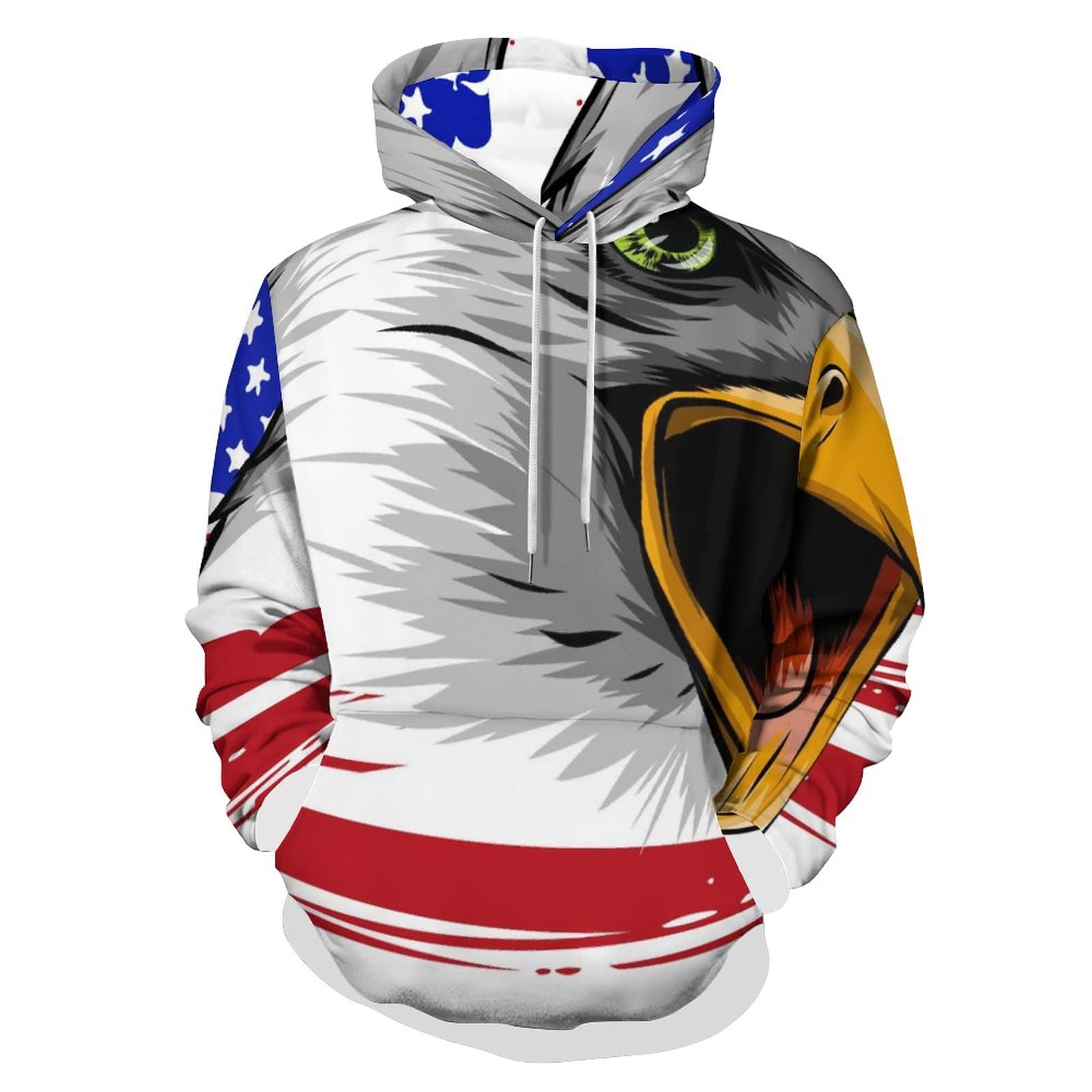 American Flag Hoodie for Men & Women - Comfortable Adult Pullover Sweatshirt with Kangaroo Pocket - Perfect for Casual Wear, Outdoor Activities & Patriotic Events