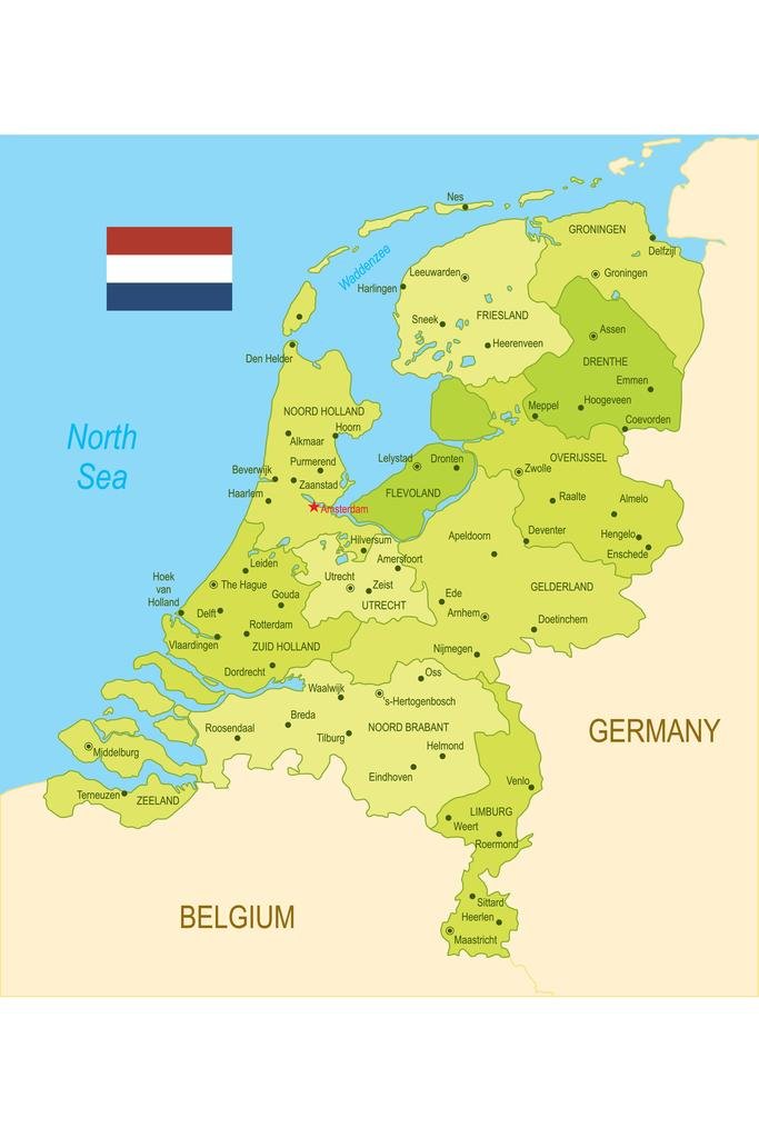Laminated Netherlands Flag Educational Poster - 16x24 Inch Classroom Wall Art for Geography Lessons & Home Decor | Dry Erase World Map for Teachers & Students