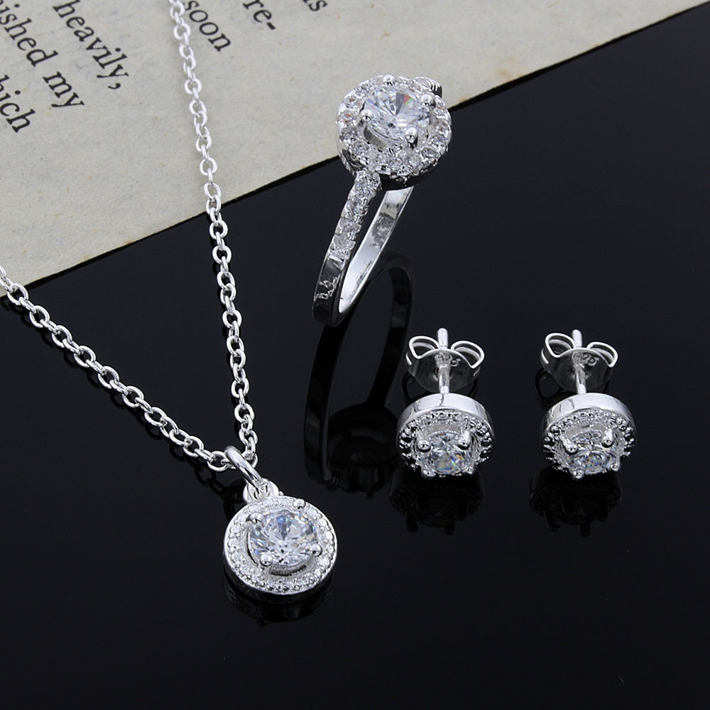 Exquisite Zircon Jewelry Set for Women - Elegant Necklace, Earrings & Bracelet - Perfect for Weddings, Parties & Special Occasions